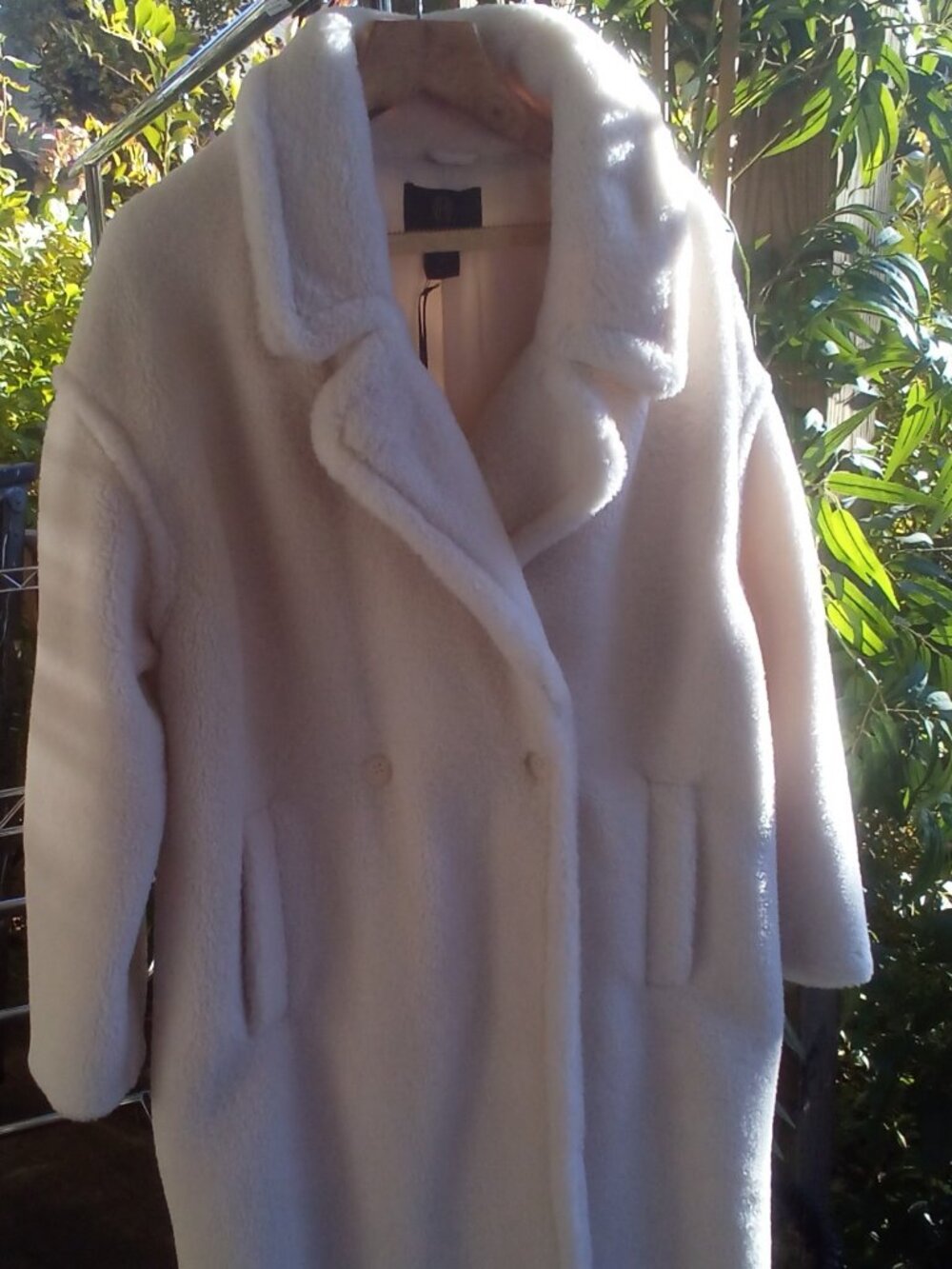 House of Harlow 1960 Sherpa Long Cream Coat L NWT